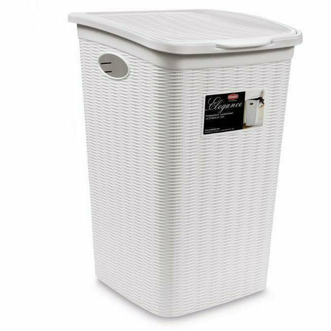 STEFANPLAST - Portabiancheria bianco Linea Elegance 50 litri - h54,5x38x37 cm